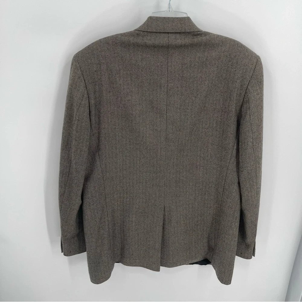 Lauren Ralph Lauren 100% Lambswool Blazer Mens Size 41L Brown Black Herringbone